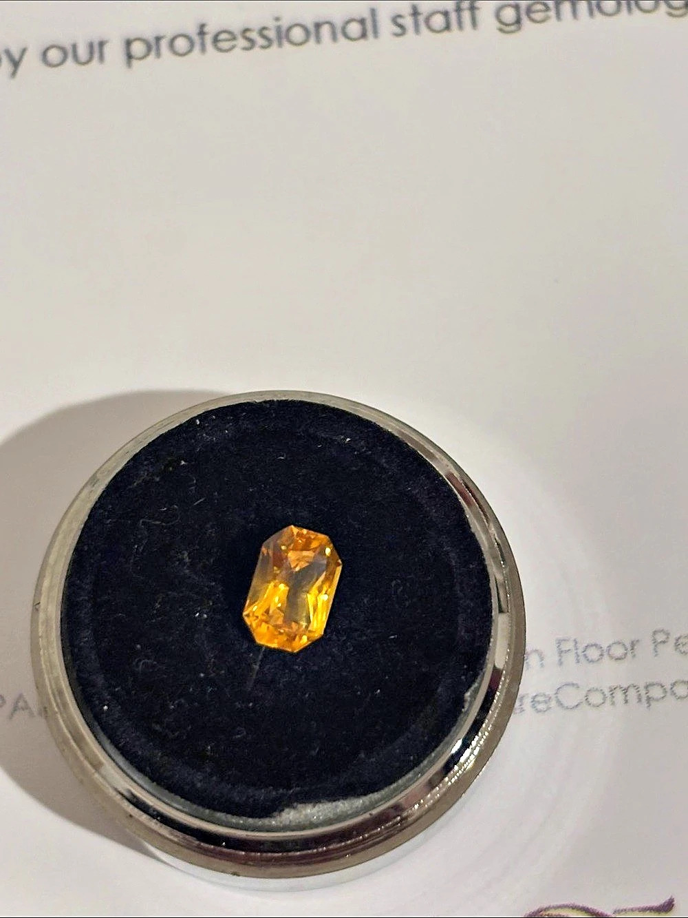 The Natural Sapphire Company 1.06 Carat Radiant Yellowish Orange Sapphire